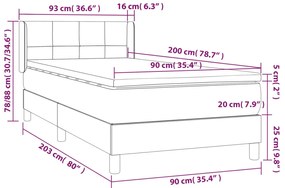 vidaXL Κρεβάτι Boxspring με Στρώμα Μπλε 90x200 εκ.Υφασμάτινο