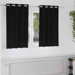 vidaXL Κουρτίνες με κουρτίνες 2 pcs Μαύρο 140 x 140 cm Πολυεστέρας