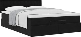 vidaXL Οθωμανικό κρεβάτι με στρώμα Μαύρο 140x190cm Βελούδο