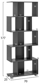 ΒΙΒΛΙΟΘΗΚΗ ΜΕΛΑΜΙΝΗΣ HM2385.10 ΓΚΡΙ 70x25x177Υ εκ.