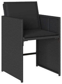 vidaXL Σέτ φαγητού για κήπο με μαξιλάρι 5 pcs Μαύρο Πολυ ράταν