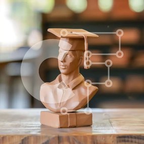 Intra Συλλεκτικό Ξύλινο Παζλ Plywood  4mm - Κεραμικό γλυπτό προτομής με καπάκι αποφοίτησης Σε Ξύλινο Κουτί - Διαστάσεις Puzzle: 10x10 cm – 25 κομμάτια