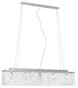 Φωτιστικό Οροφής Ασημί με Κρυστάλλινες Χάντρες 104 εκ. Ε14 - Ασήμι