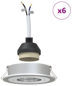 vidaXL Κρυφά Σποτ 6 τμχ Στρογγυλό GU10 Ασημένιο Ø91 χλστ.
