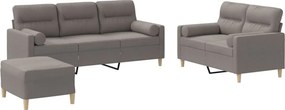 vidaXL Σετ Σαλονιού 3 Τεμαχίων Taupe από Ύφασμα
