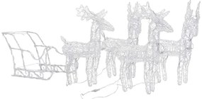 vidaXL Τάρανδοι Χριστουγεννιάτικοι με Έλκηθρο 280x28x55 εκ. Ακρυλικό