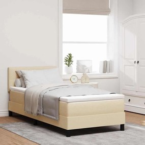 vidaXL Κρεβάτι Box Spring με Στρώμα Κρέμ 90x200 εκ Υφασμά