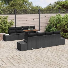 vidaXL Σετ Καναπέ Κήπου με αποθήκευση 9 pcs Μαύρο Πολυ ράταν