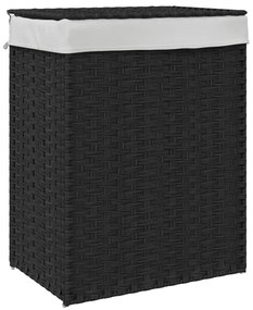Καλάθι Πλυντηρίου με Καπάκι Μαύρο 46x33x60 εκ. Συνθετικό Ρατάν - Μαύρο