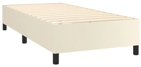 vidaXL Κρεβάτι Boxspring με Στρώμα Κρεμ 90x200 εκ. από Συνθετικό Δέρμα