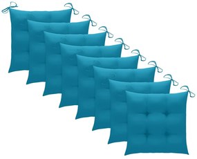 vidaXL Καρέκλες Εξ. Χώρου Πτυσσόμενες 8 τεμ. Ξύλο Ακακίας με Μαξιλάρια