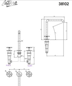 La Torre Elle Cross Black Brushed 38102 - Μπαταρία νιπτήρα 3 οπών