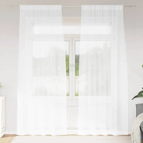 vidaXL Κουρτίνες με κουρτίνες 2 pcs Λευκό 140 x 245 εκ. Πολυεστέρας