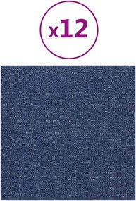 vidaXL Κεφαλάρι Τοίχου 12 pcs 30 x 30 cm Μπλε ύφασμα