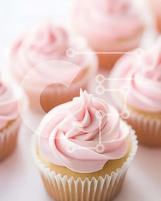 Σετ των 2 Intra Συλλεκτικό Ξύλινο Παζλ Plywood 4mm - Ομάδα cupcakes με φόντο ροζ γλάσο και λευκό χαρτί Σε Ξύλινο Κουτί - Διαστάσεις: 10x10 cm – 25 κομμάτια