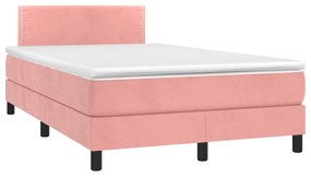 vidaXL Κρεβάτι Boxspring με Στρώμα Ροζ 120x190 εκ. Βελούδινο