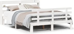 vidaXL Πλαίσιο Κρεβατιού Κεφαλάρι Λευκό 150x200εκ Μασίφ Πεύκο