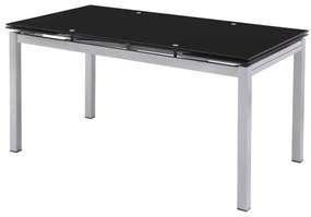 Τραπέζι Blossom 110+(30+30)x70cm Γυαλί Μαύρο/Βαφή Γκρι
