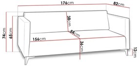Καναπές Providence K100, Αριθμός θέσεων: 3, 176x82x74cm, 62 kg, Ταπισερί, Πόδια: Πλαστική ύλη | Epipla1.gr