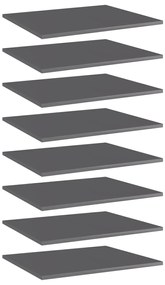 vidaXL Ράφια Βιβλιοθήκης 8 τεμ. Γυαλ. Γκρι 60x50x1,5 εκ. Επεξ. Ξύλο
