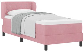 vidaXL Κρεβάτι Box Spring με Στρώμα Ροζ 80x200 εκ. Βελούδο