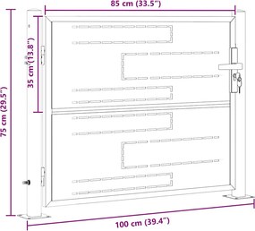vidaXL Πύλη Κήπου 85 x 70 εκ. Ανοξείδωτο Ατσάλι Ασημί Κλειδώσιμο