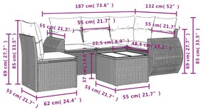 vidaXL Σαλόνι Κήπου Σετ 6 Τεμαχίων Γκρι Συνθετικό Ρατάν με Μαξιλάρια