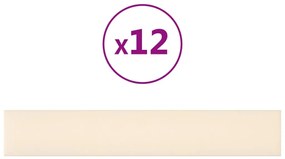 vidaXL Πάνελ Τοίχου 12 τεμ. Λευκό 90x15 εκ. 1,62 μ² Βελούδινα