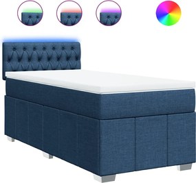vidaXL Κρεβάτι Boxspring με Στρώμα Μπλε 100 x 200 εκ. Υφασμάτινο