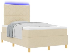 VidaXL LED Κρεβάτι με βάθρο με κεφαλάρι Κρεμ 120 x 200 cm ύφασμα