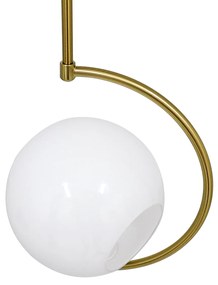 GloboStar® ISLA 00898 Μοντέρνο Κρεμαστό Φωτιστικό Οροφής Μονόφωτο Λευκό Glossy με Χρυσό Βραχίονα Μεταλλικό Φ20 x Y33cm