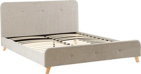 Κρεβάτι διπλό Restel pakoworld ύφασμα γκρι-μπεζ 160x200εκ
