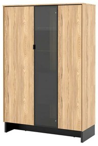 Βιτρίνα Fresno AL108, Μαύρο, Ανοιχτό χρώμα ξύλου, Με πόρτες, Με συρτάρια, Ο αριθμός των θυρών: 2, Αριθμός συρταριών: 2, 152x102x40cm, 77 kg