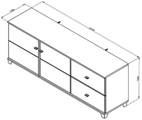 Έπιπλο TV Burgundy 160 3K2F Λευκό - Flagstaff Oak - Λευκό Γυαλιστερό  162x40x51 εκ. 162x40x51 εκ.