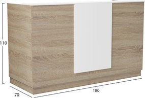 ΓΡΑΦΕΙΟ ΥΠΟΔΟΧΗΣ (RECEPTION) KRONIC HM2156.01 ΜΕΛΑΜΙΝΗ SONAMA/ΛΕΥΚΟ 180x70x110Υεκ.