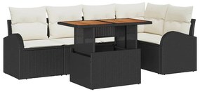 vidaXL Σετ Καναπέ Κήπου με μαξιλάρι 6 pcs Μαύρο και κρεμ