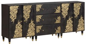 vidaXL Σετ Ντουλαπιών Μπάνιου με συρτάρι 3 pcs Μαύρο 180 x 33 x 75 εκ.