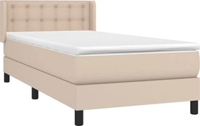 vidaXL Κρεβάτι Boxspring με Στρώμα Καπουτσίνο 90x200εκ.από Συνθ. Δέρμα