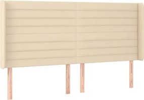 vidaXL Κρεβάτι Boxspring με Στρώμα &amp; LED Κρεμ 200x200 εκ. Υφασμάτινο
