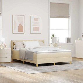 vidaXL Κρεβάτι Box Spring με Στρώμα - Κρεμ, 160 x 200 εκ, Ύφασμα.