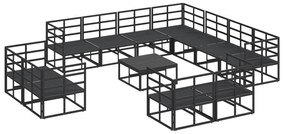 vidaXL Σετ Καναπέ Κήπου 12 pcs Μαύρο 70 x 70 x 32 εκ Αλουμίνιο