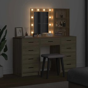 vidaXL Τραπέζι περιποίησης με συρτάρι 3 pcs Καφέ Επεξεργασμένο ξύλο