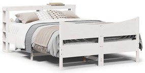 vidaXL Πλαίσιο Κρεβατιού με Κεφαλάρι Λευκό 120x190 εκ. Μασίφ Πεύκου