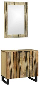 vidaXL Σετ Επίπλων Μπάνιου με ράφι 2 pcs Καφέ Επεξεργασμένο ξύλο
