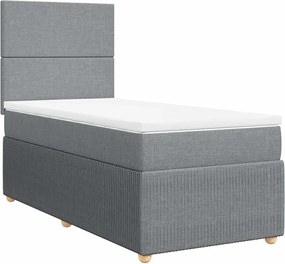 vidaXL Κρεβάτι Boxspring με Στρώμα Ανοιχτό Γκρι 80x200 εκ. Υφασμάτινο