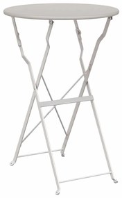 vidaXL Πτυσσόμενο Τραπέζι Μπιστρού Beige Ø50 x 71 cm, Επικαλυμμένο με Πούδρα Χάλυβα