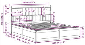 Σκελετός Κρεβ. Χωρίς Στρώμα Καφέ Κεριού 200x200 εκ Μασίφ Πεύκο - Καφέ