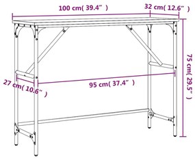 Τραπέζι Κονσόλα Γκρι Sonoma 100x32x75 εκ. Επεξεργασμένο Ξύλο - Γκρι