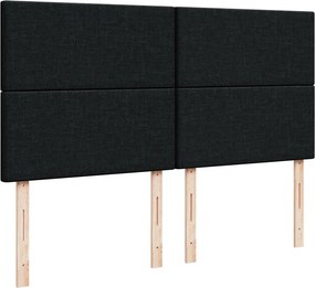 vidaXL Κρεβάτι Boxspring με Στρώμα Μαύρο 200x200 εκ. Υφασμάτινο
