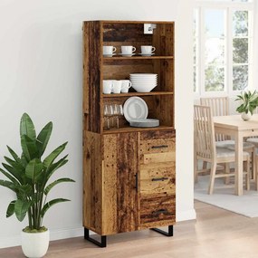 vidaXL Highboard με συρτάρι 2 pcs Παλιό ξύλο Επεξεργασμένο ξύλο
